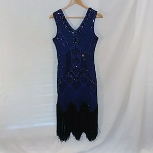 1920s blue party dress